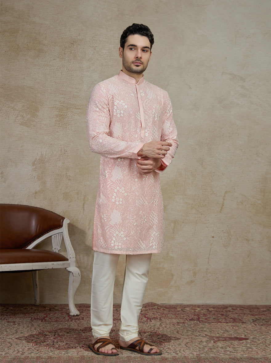 Pink Embroidered Kurta Pajama | Virasana