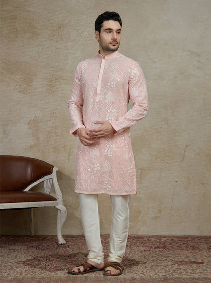 Pink Embroidered Kurta Pajama | Virasana