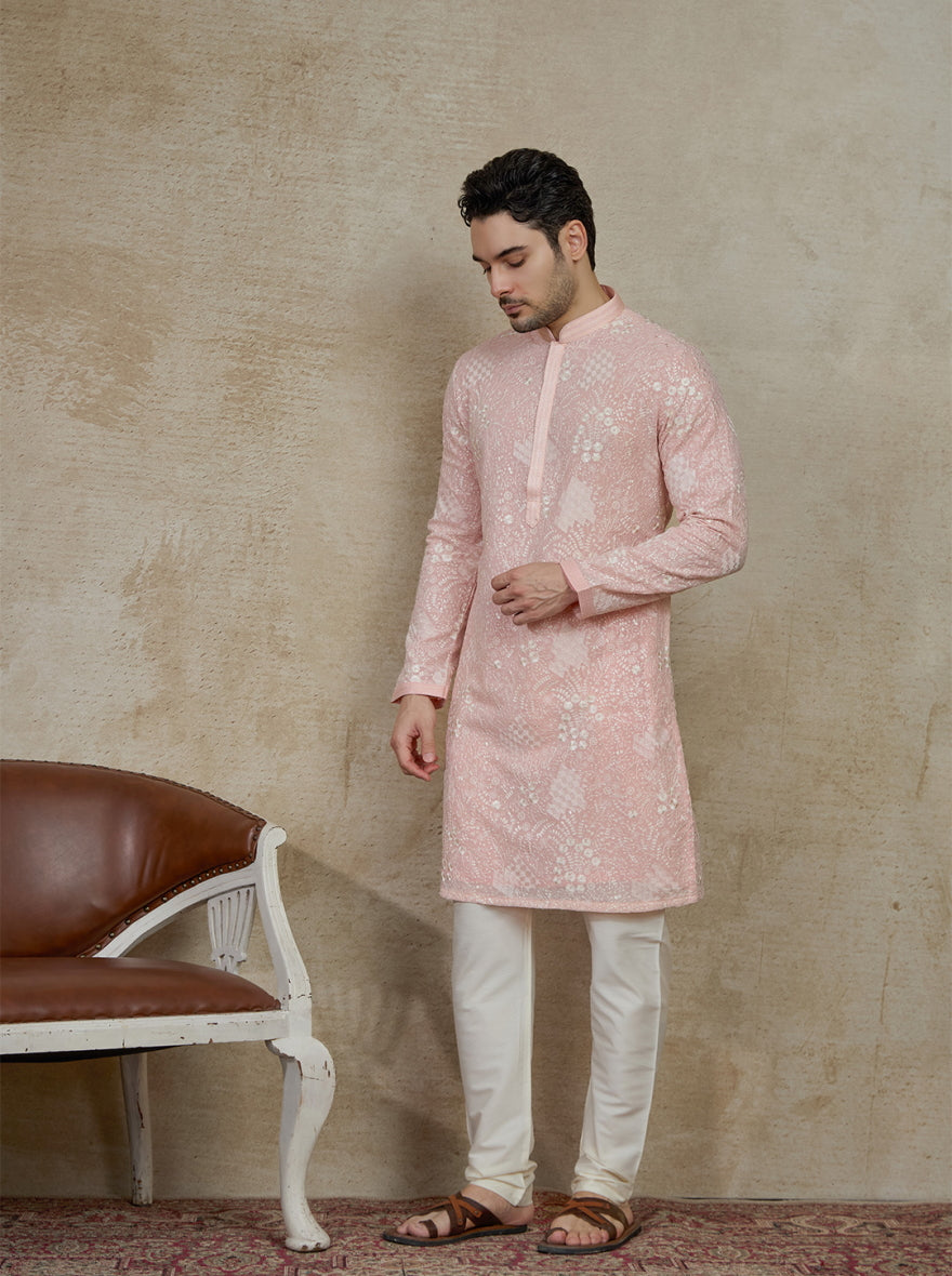 Pink Embroidered Kurta Pajama | Virasana