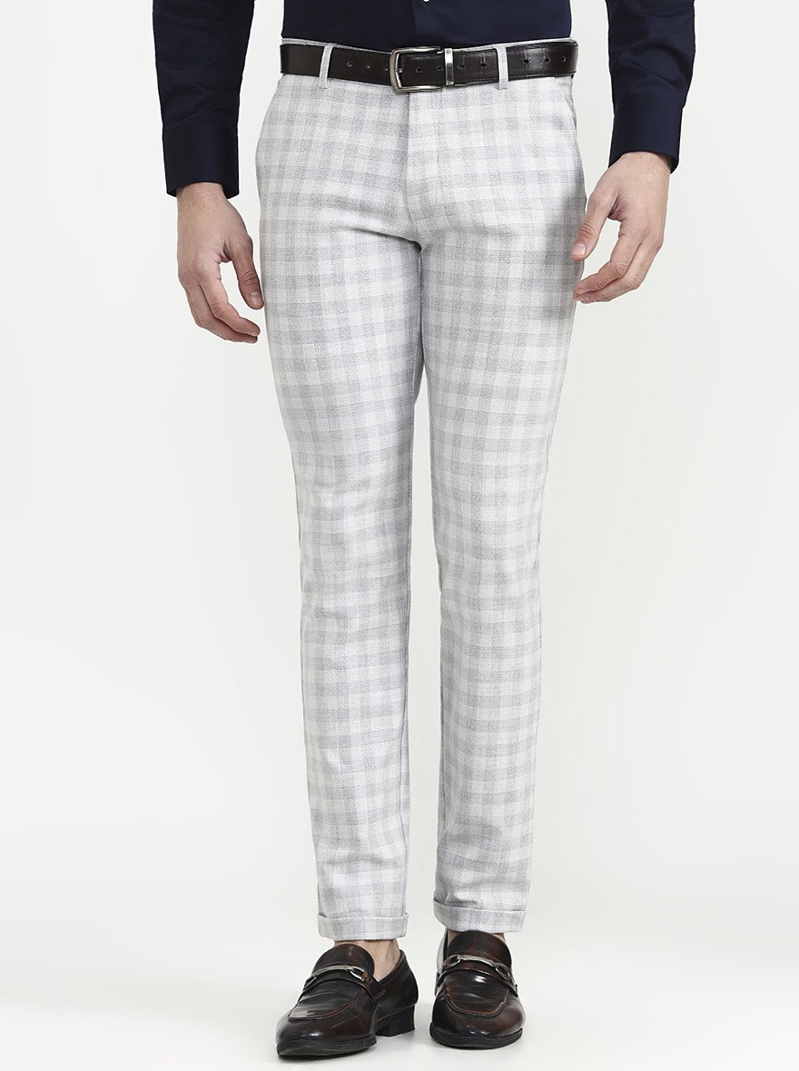 Grey Printed Slim Fit Club Wear Trouser | Wyre