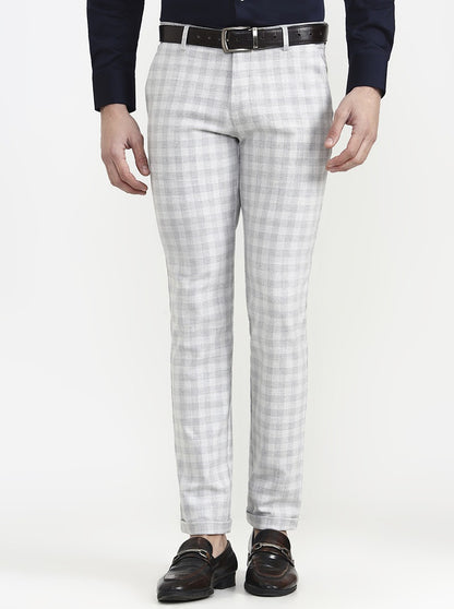 Grey Printed Slim Fit Club Wear Trouser | Wyre