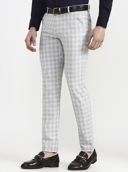 Grey Printed Slim Fit Club Wear Trouser | Wyre