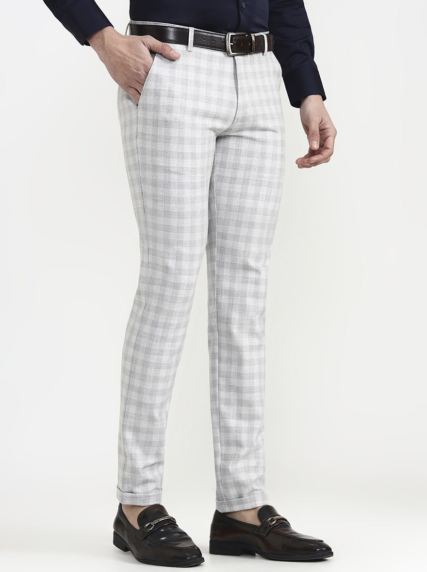 Grey Printed Slim Fit Club Wear Trouser | Wyre