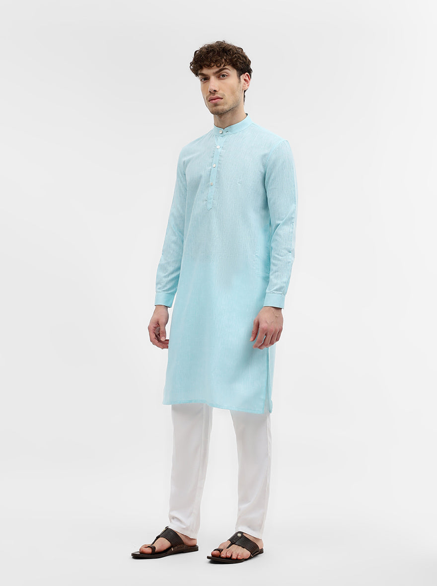 Blue Solid Modi Kurta | JadeBlue