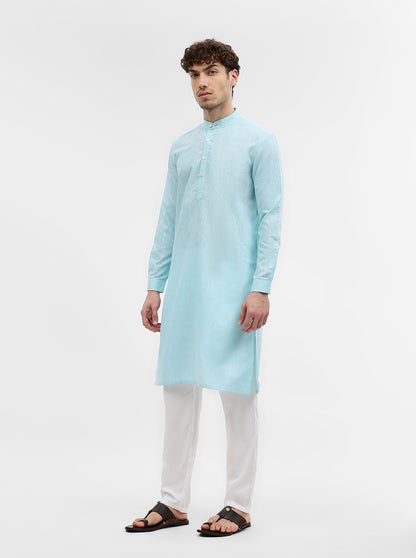 Blue Solid Modi Kurta | JadeBlue