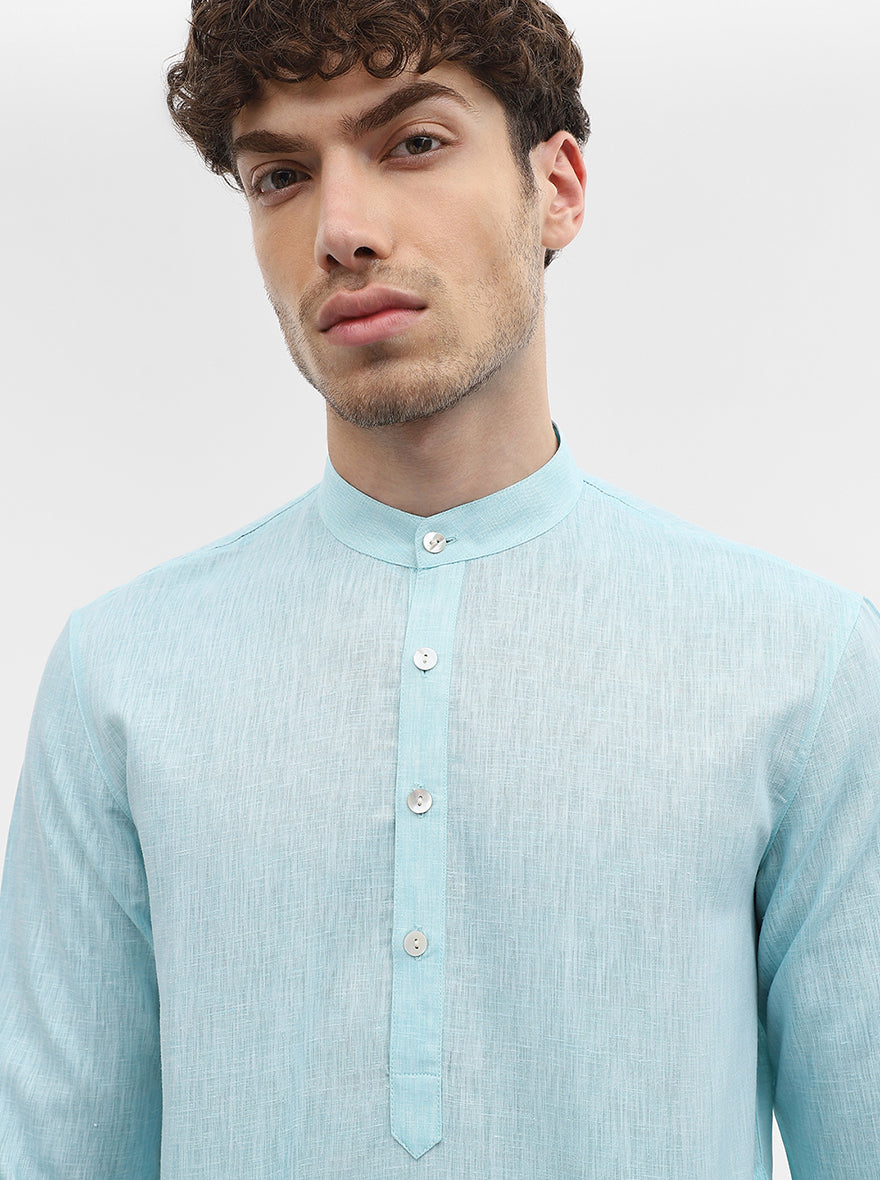 Blue Solid Modi Kurta | JadeBlue