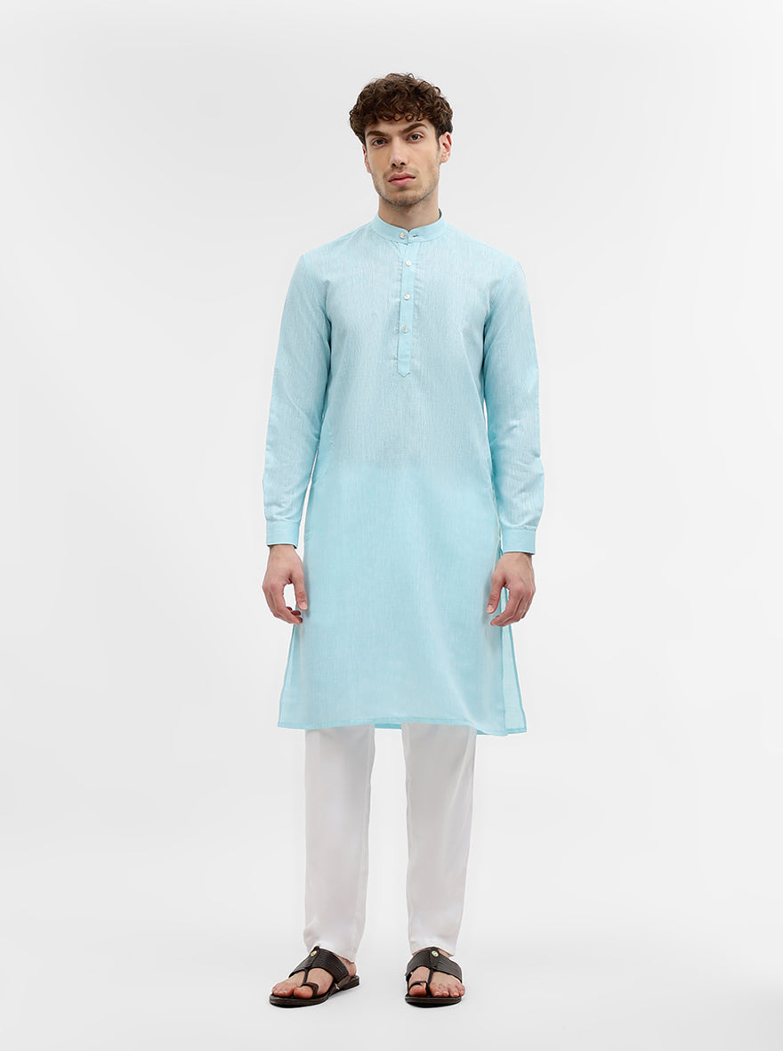 Blue Solid Modi Kurta | JadeBlue