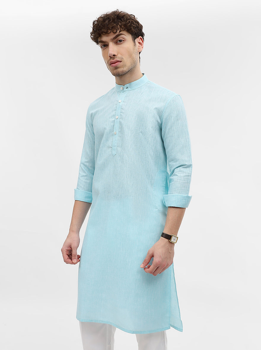 Blue Solid Modi Kurta | JadeBlue