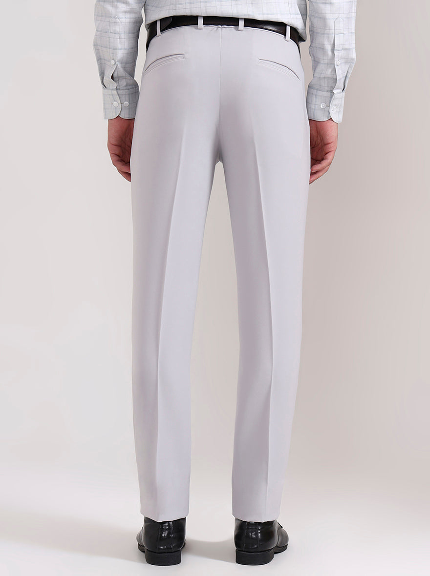 Light Grey Solid Slim Fit Formal Trouser | Wyre