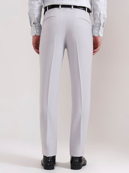 Light Grey Solid Slim Fit Formal Trouser | Wyre
