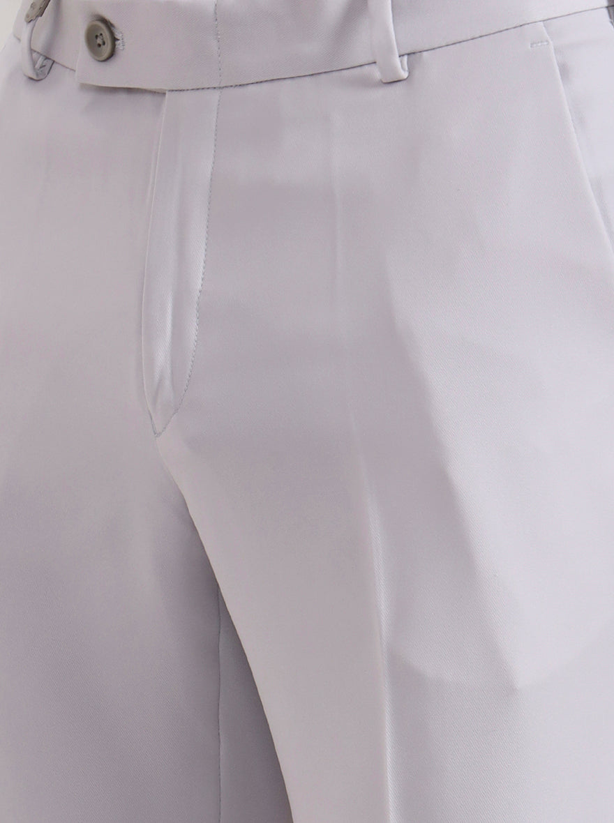 Light Grey Solid Slim Fit Formal Trouser | Wyre