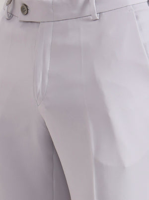 Light Grey Solid Slim Fit Formal Trouser | Wyre