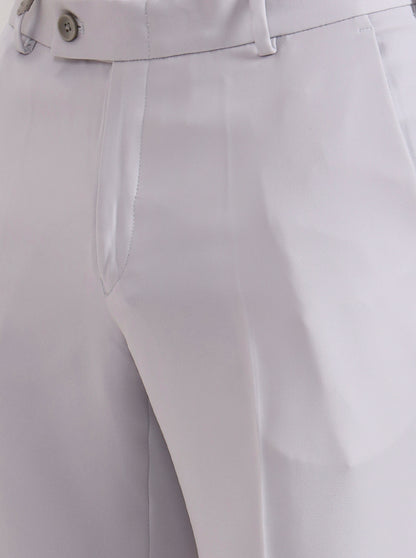 Light Grey Solid Slim Fit Formal Trouser | Wyre