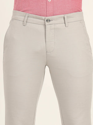 Grey Solid Super Slim Fit Casual Trouser | Greenfibre