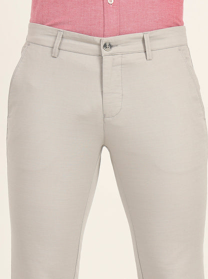Grey Solid Super Slim Fit Casual Trouser | Greenfibre