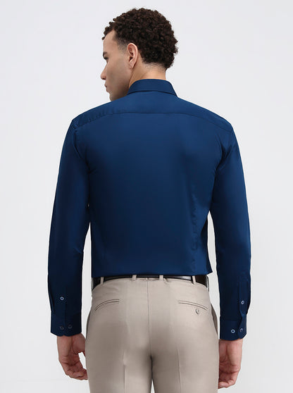 Sailor Navy Solid Slim Fit Formal Shirt | Metal