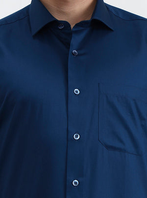 Sailor Navy Solid Slim Fit Formal Shirt | Metal