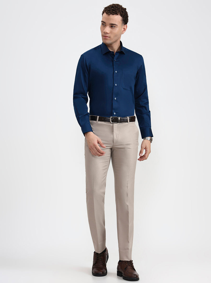 Sailor Navy Solid Slim Fit Formal Shirt | Metal