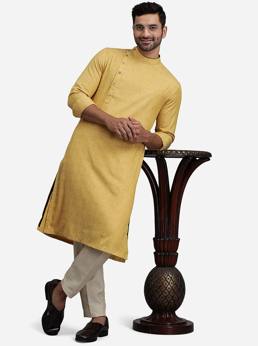 Gold Beige Haldi Kurta for Men