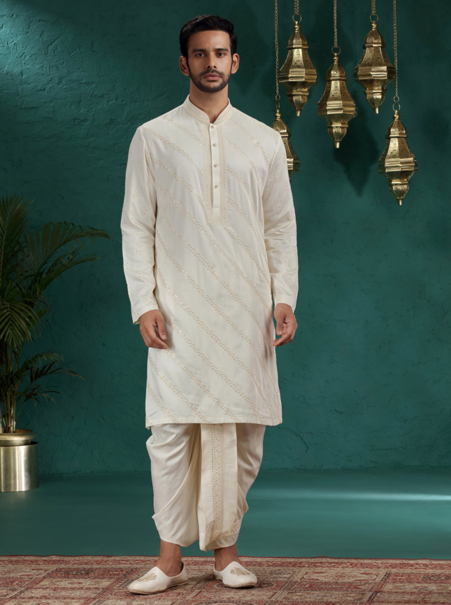 Cream Embroidered Kurta Pajama | TULA