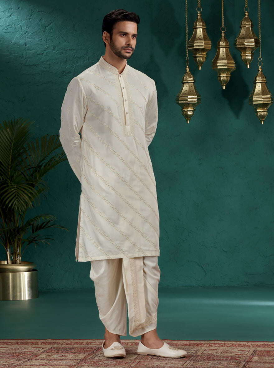 Cream Embroidered Kurta Pajama | TULA