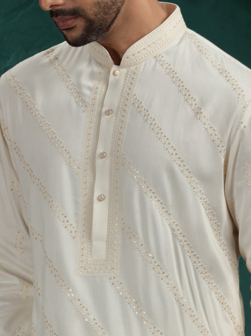 Cream Embroidered Kurta Pajama | TULA
