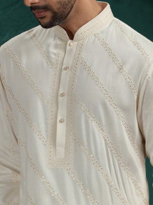 Cream Embroidered Kurta Pajama | TULA