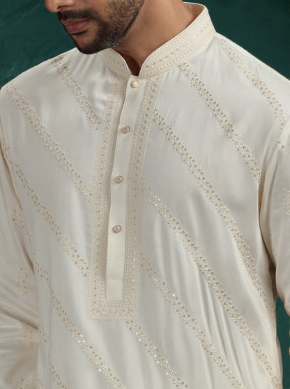 Cream Embroidered Kurta Pajama | TULA