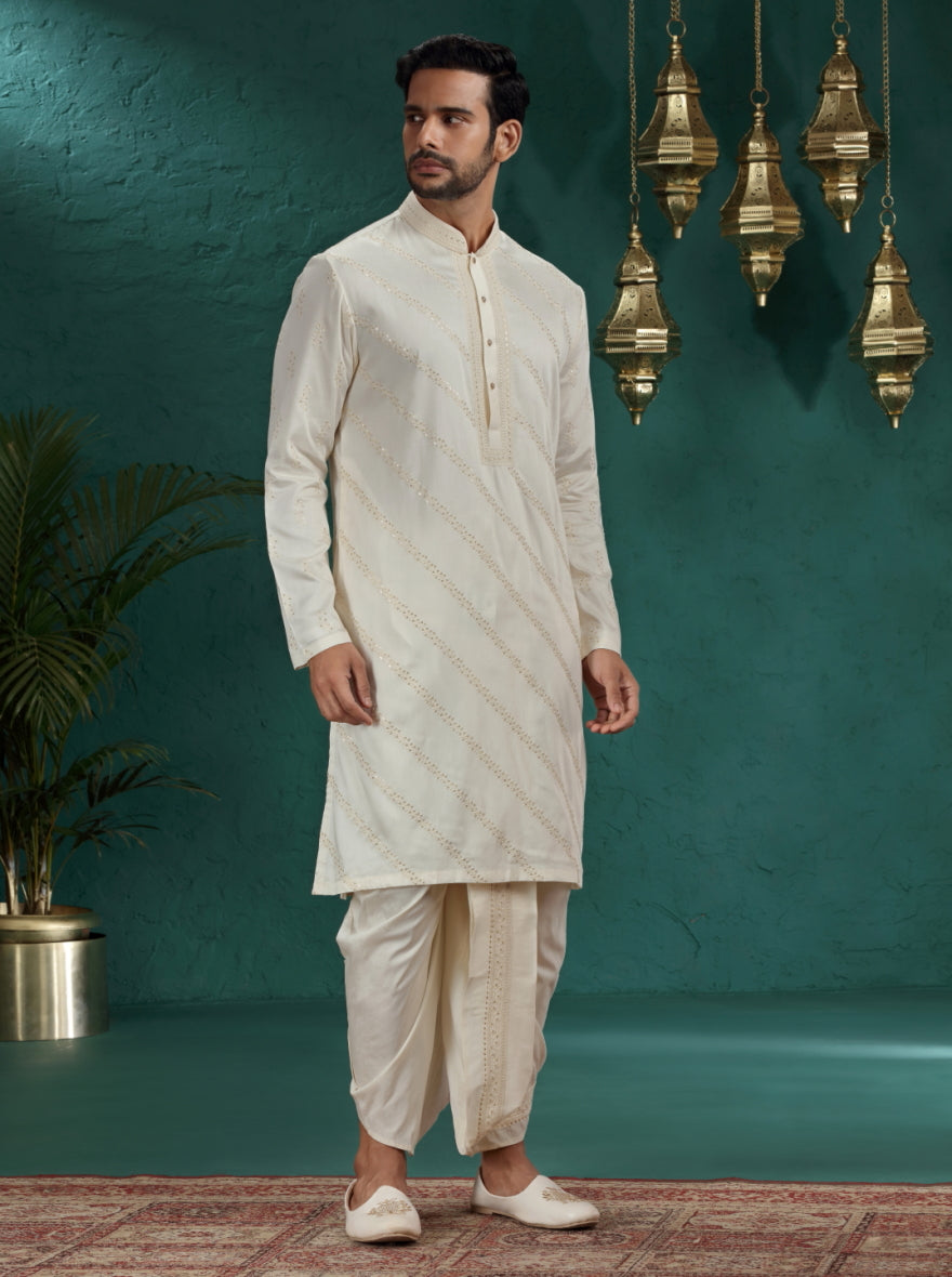 Cream Embroidered Kurta Pajama | TULA