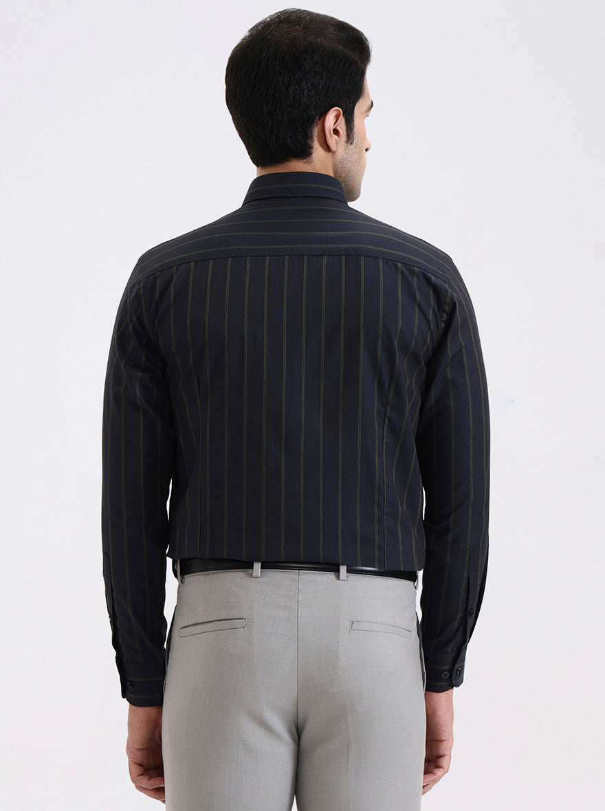 Blue Striped Slim Fit Formal Shirt | Metal