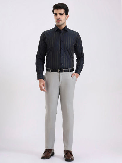 Blue Striped Slim Fit Formal Shirt | Metal