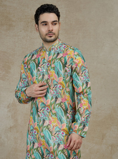 Green Printed Kurta Pajama | Virasana
