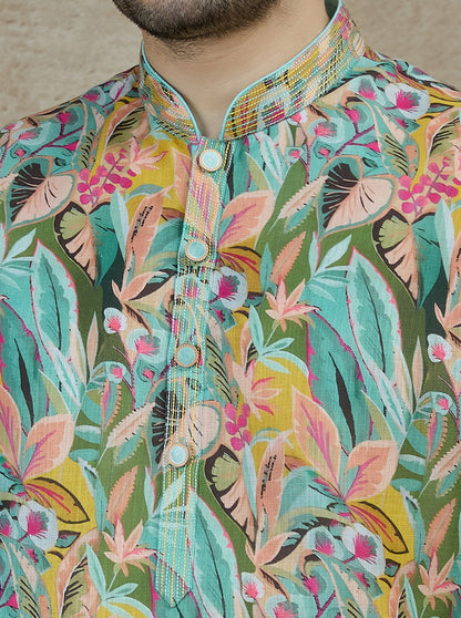 Green Printed Kurta Pajama | Virasana
