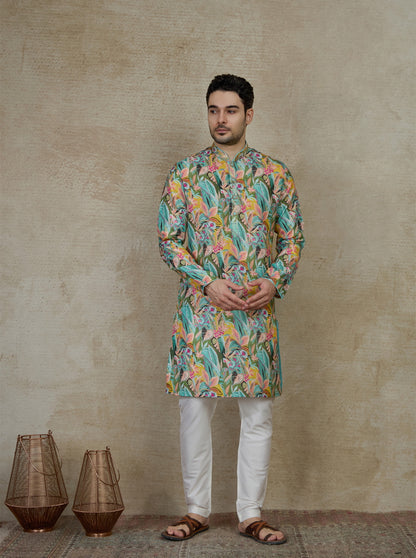 Green Printed Kurta Pajama | Virasana
