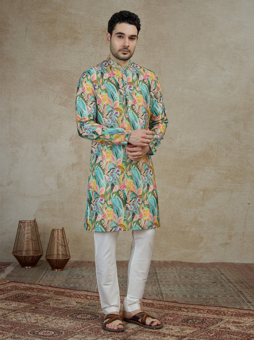 Green Printed Kurta Pajama | Virasana