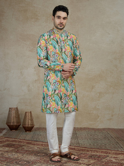 Green Printed Kurta Pajama | Virasana
