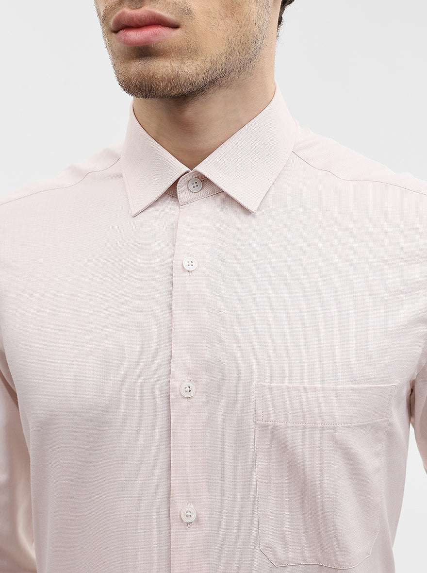 Beige Solid Regular Fit Formal Shirt | JadeBlue