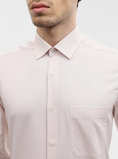 Beige Solid Regular Fit Formal Shirt | JadeBlue