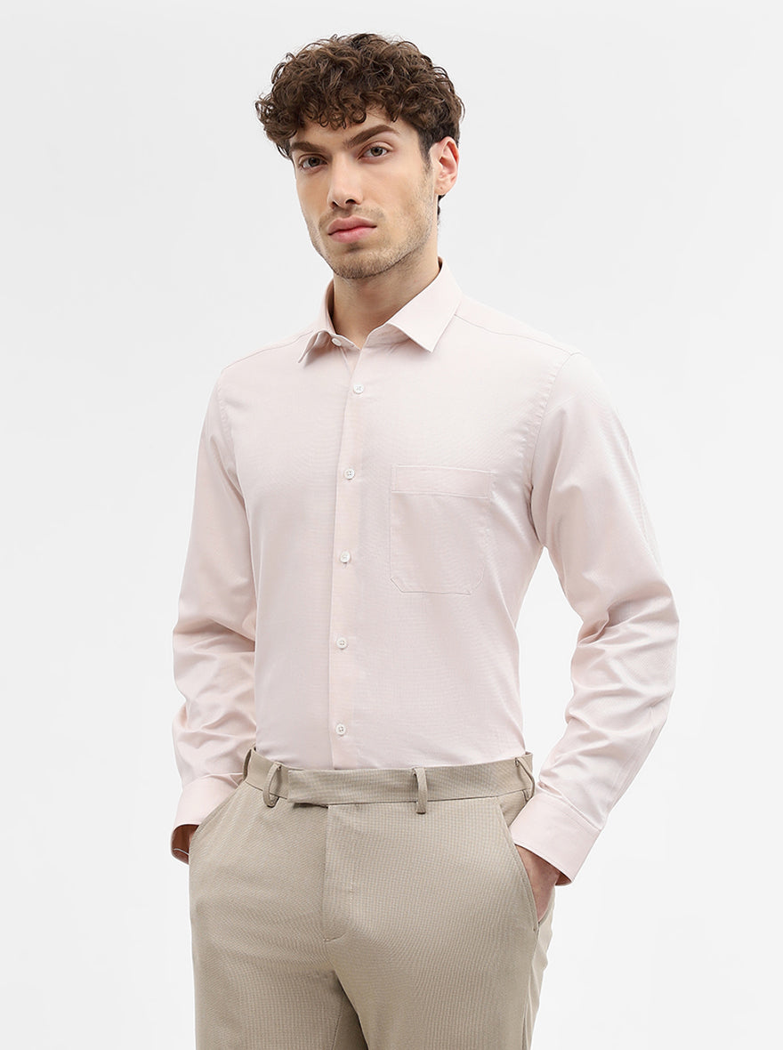 Beige Solid Regular Fit Formal Shirt | JadeBlue