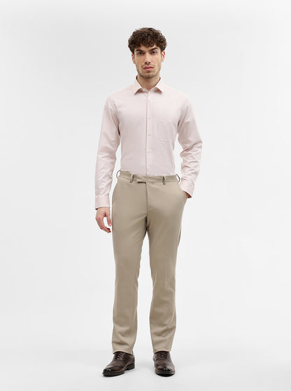 Beige Solid Regular Fit Formal Shirt | JadeBlue