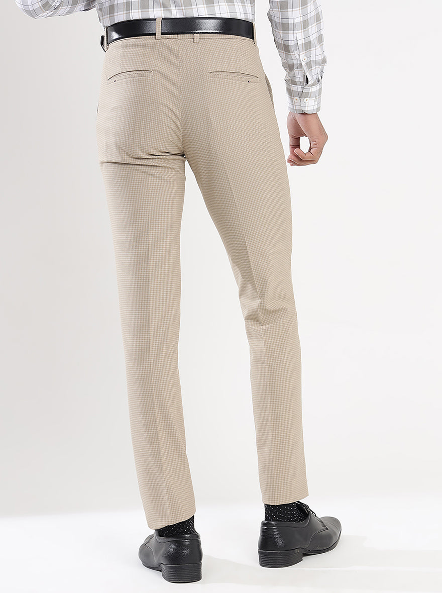 Fawn Checked Super Slim Fit Formal Trouser | JadeBlue Youth