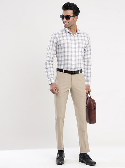 Fawn Checked Super Slim Fit Formal Trouser | JadeBlue Youth