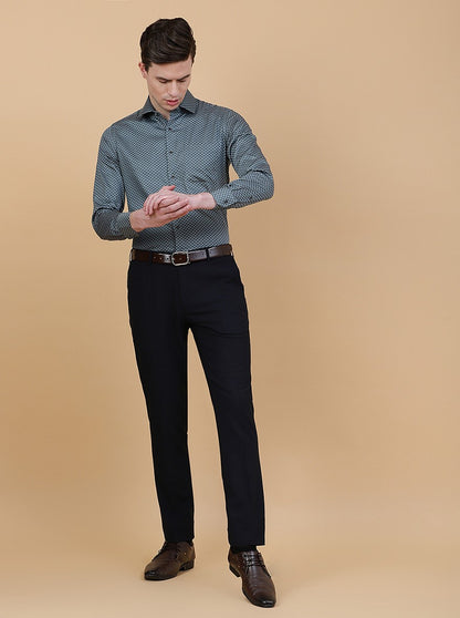 Navy Blue Checked Super Slim Fit Formal Trouser | JadeBlue Youth