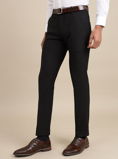 Black Checked Super Slim Fit Formal Trouser | JadeBlue Youth