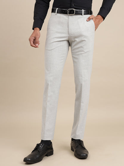 Grey Checked Super Slim Fit Formal Trouser | JadeBlue Youth
