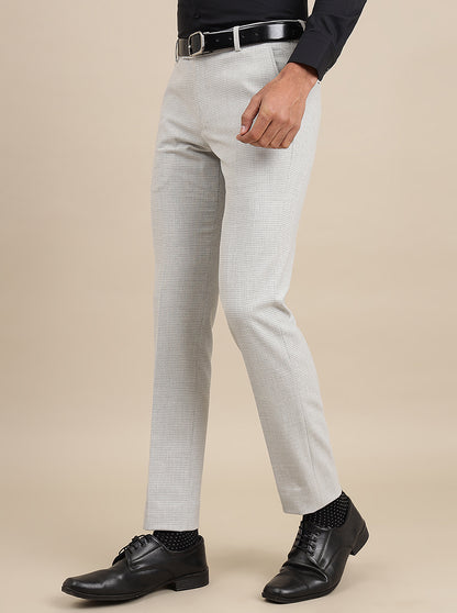 Grey Checked Super Slim Fit Formal Trouser | JadeBlue Youth