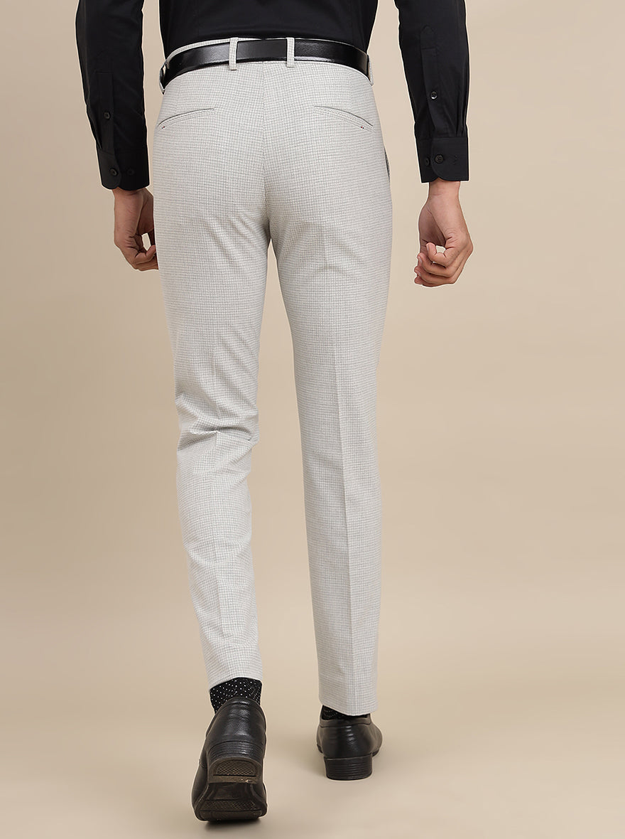 Grey Checked Super Slim Fit Formal Trouser | JadeBlue Youth