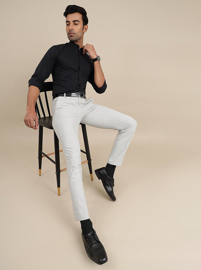 Grey Checked Super Slim Fit Formal Trouser | JadeBlue Youth