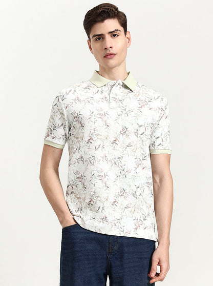 Pista Green Printed Slim Fit Polo T-Shirt | JadeBlue