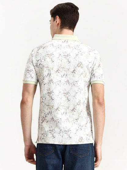 Pista Green Printed Slim Fit Polo T-Shirt | JadeBlue
